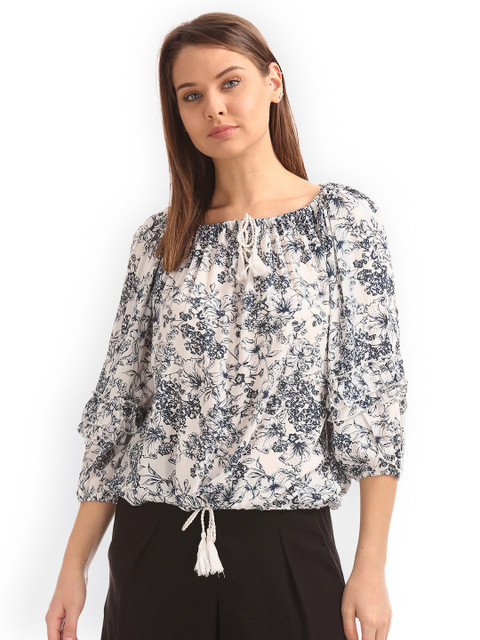

Cherokee Women Off-White Printed Top