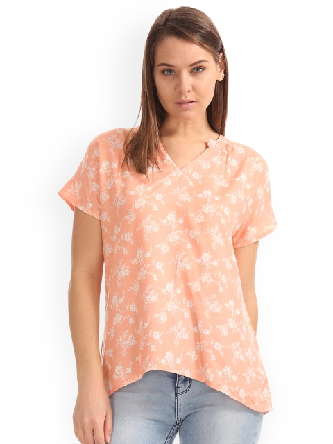 

Cherokee Women Peach-Coloured Printed Top