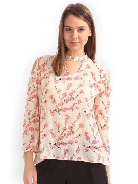 

Cherokee Women Off-White Printed Top