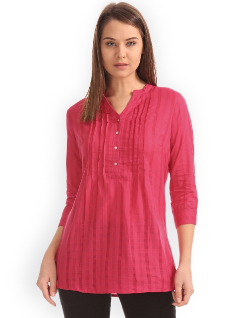 

Cherokee Women Pink Solid Pure Cotton Top