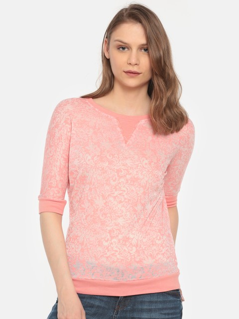 

Cherokee Women Peach-Coloured Printed Top