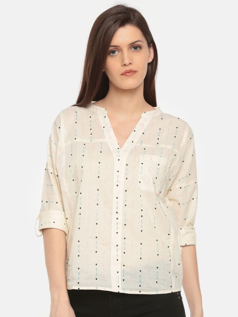 

Cherokee Women Off-White Printed Pure Cotton Top
