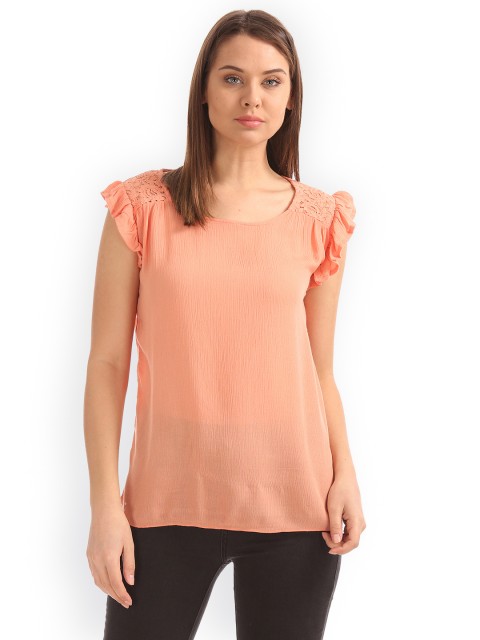 

Sugr Women Coral Pink Solid Top