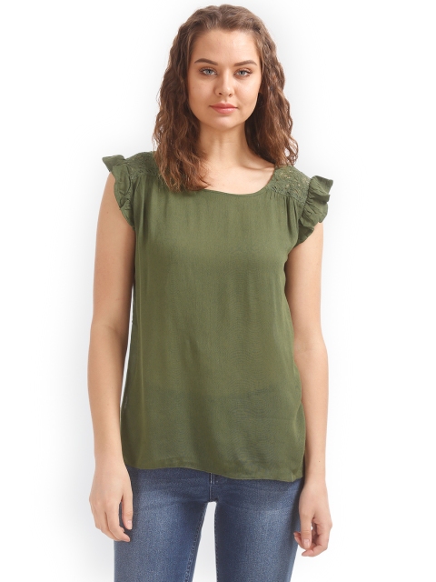 

Sugr Women Olive Green Solid Top