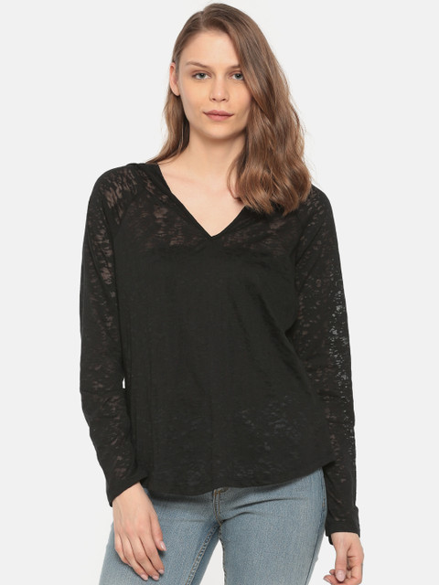 

Sugr Women Black Self Design Top