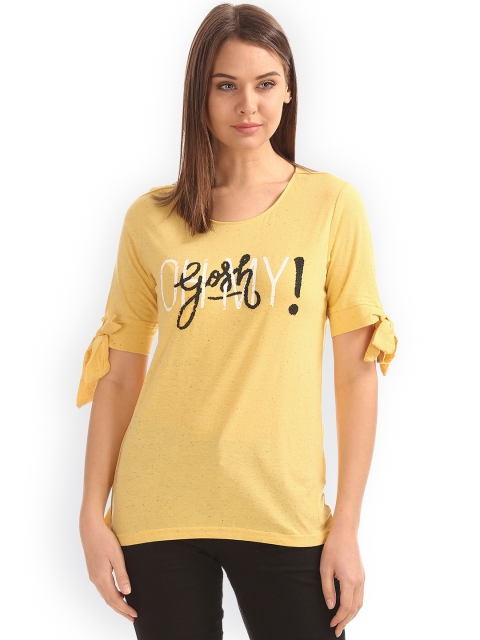 

Sugr Women Yellow Printed Top