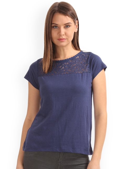 

Sugr Women Navy Blue Self Design Top