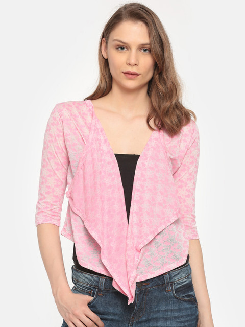

Cherokee Pink Self Design Open Front Shrug
