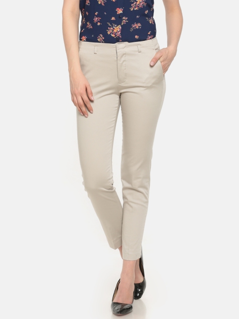 

Cherokee Women Beige Slim Fit Solid Regular Trousers