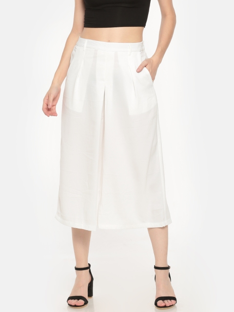 

Cherokee Women White Slim Fit Solid Culottes