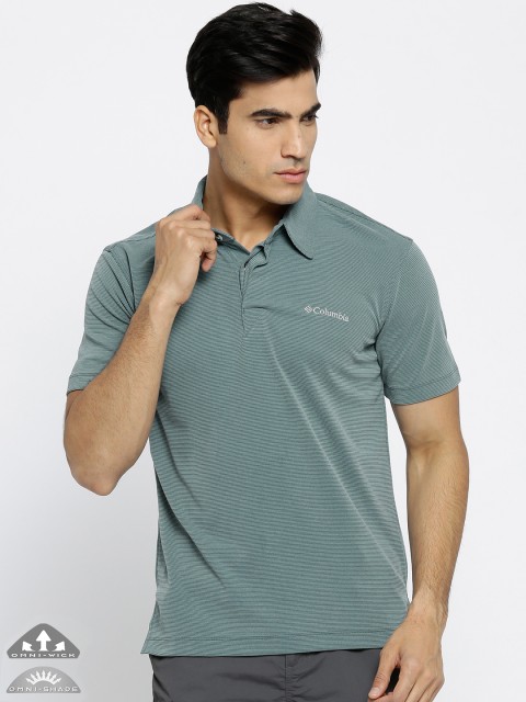 

Columbia Grey Sun Ridge Self-Striped UV Protect Outdoor Polo T-shirt