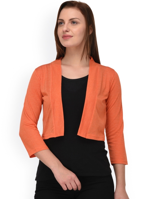 

Espresso Orange Solid Open Front Shrug