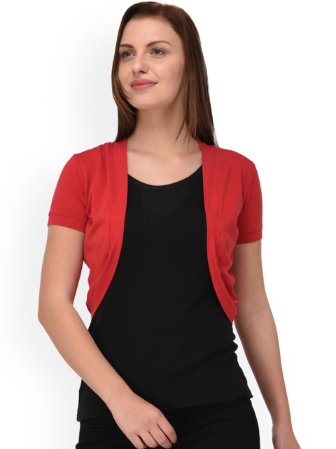 

Espresso Red Solid Open Front Shrug