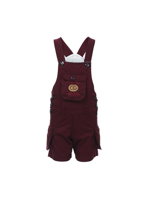 

FirstClap Kids Maroon Solid Dungarees