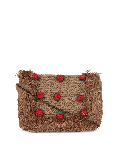 

Diwaah Women Brown Embroidered Clutch