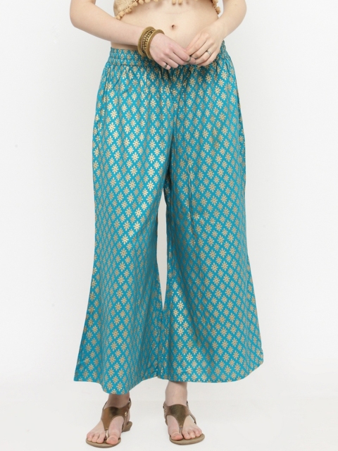 

Varanga Teal Gold Printed Palazzo