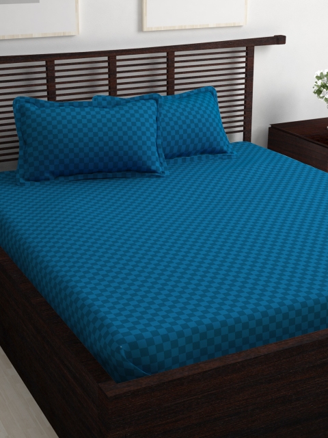 

Story@home Teal Floral Flat 400 TC Cotton 1 King Bedsheet with 2 Pillow Covers