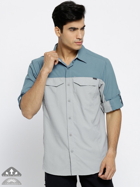 

Columbia Men Grey Regular Fit Silver Ridge Blocked Long Sleeves Outdoor Shirt