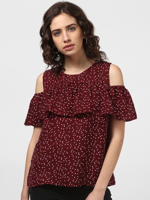 

Harpa Women Maroon Printed A-Line Top