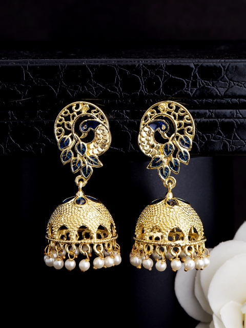 

Voylla Gold-Toned Peacock Shaped Jhumkas