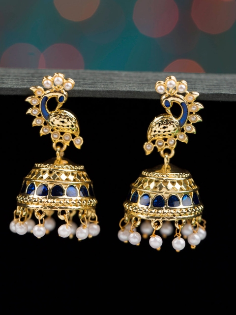 

Voylla Gold-Toned Peacock Shaped Jhumkas