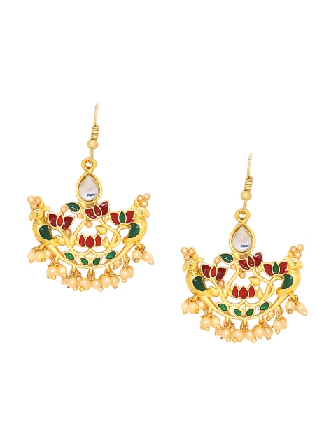 

Voylla Gold-Toned Floral Drop Earrings