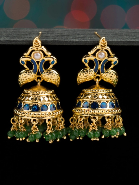 

Voylla Gold-Toned Peacock Shaped Jhumkas