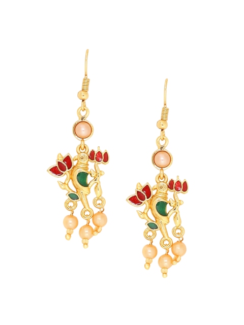 

Voylla Gold-Toned Floral Drop Earrings