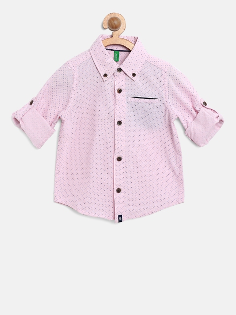 

United Colors of Benetton Boys Pink Regular Fit Printed Casual Shirt