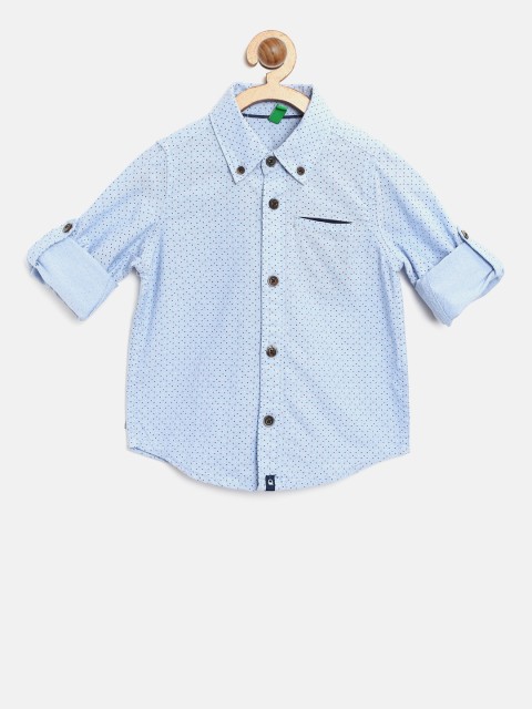 

United Colors of Benetton Boys Blue Regular Fit Printed Casual Shirt