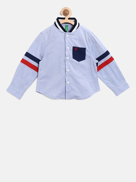 

United Colors of Benetton Boys Blue Regular Fit Solid Casual Shirt