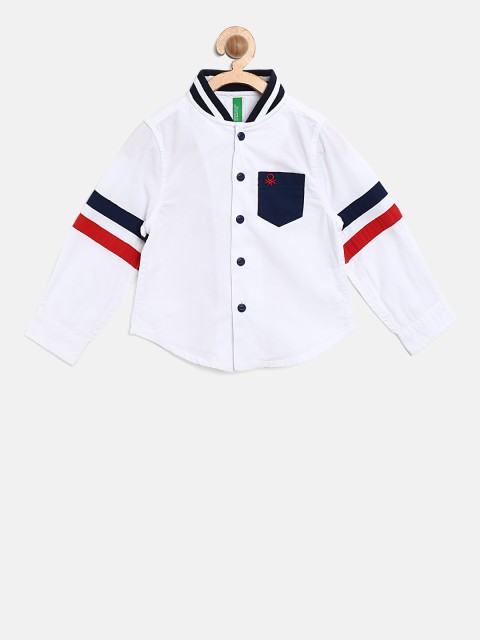 

United Colors of Benetton Boys White Regular Fit Solid Casual Shirt