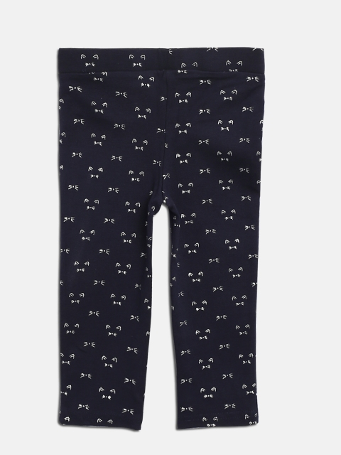 

United Colors of Benetton Girls Navy Printed Treggings, Navy blue