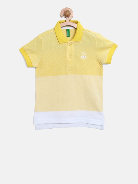 

United Colors of Benetton Boys Yellow Colourblocked Polo Collar T-shirt