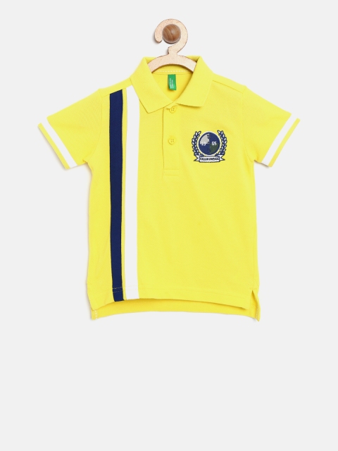 

United Colors of Benetton Boys Yellow Striped Detail Polo Collar T-shirt