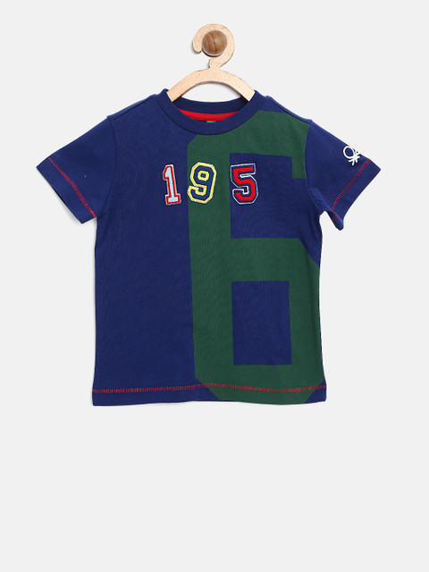 

United Colors of Benetton Boys Navy Blue Printed Round Neck T-shirt