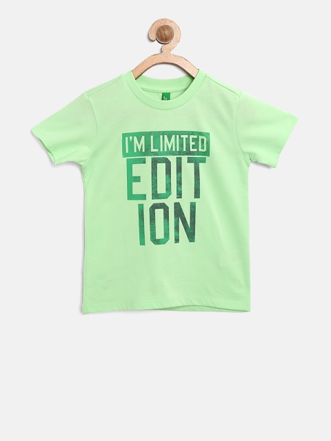 

United Colors of Benetton Boys Green Printed Round Neck T-shirt