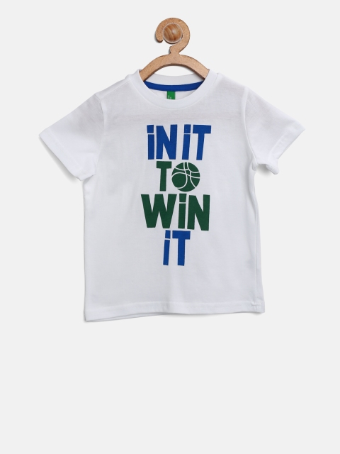 

United Colors of Benetton Boys White Printed Round Neck T-shirt