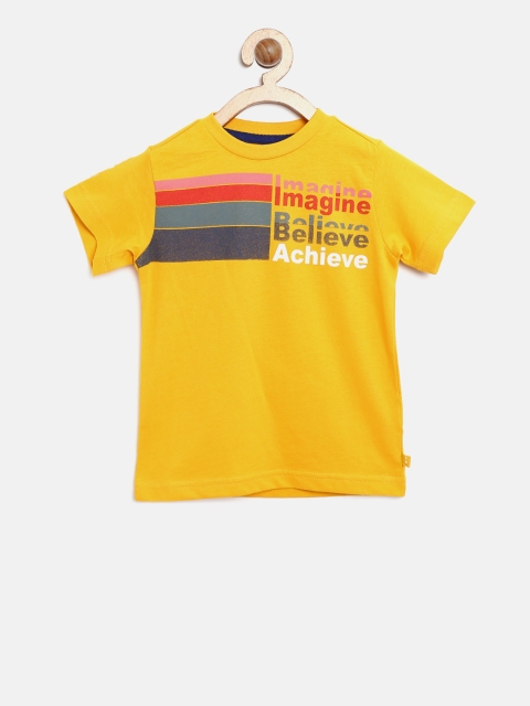 

United Colors of Benetton Boys Yellow Printed Round Neck T-shirt