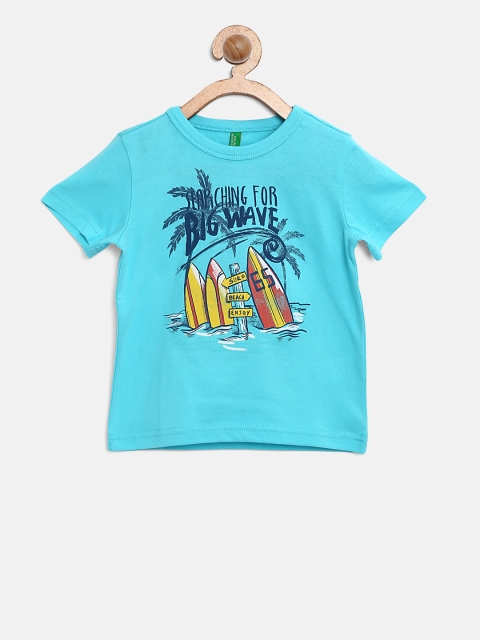 

United Colors of Benetton Boys Blue Printed Round Neck T-shirt
