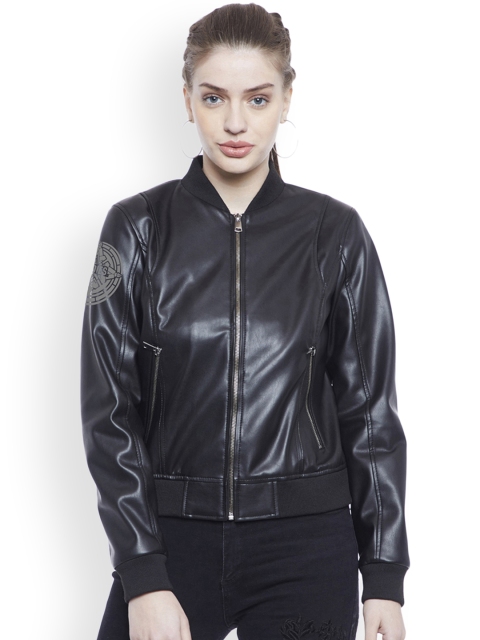 

Justanned Women Black Solid Bomber