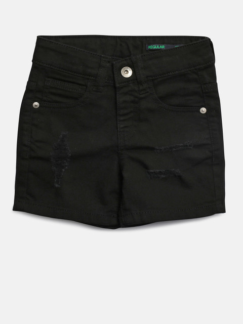 

United Colors of Benetton Boys Black Solid Regular Fit Denim Shorts