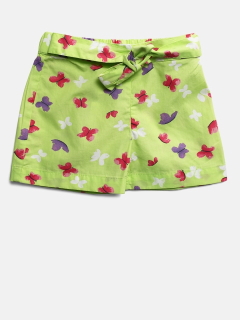 

United Colors of Benetton Girls Green & Pink Printed Regular Shorts