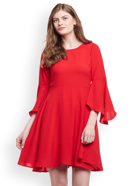 

Martini Women Red Solid Fit and Flare Dress