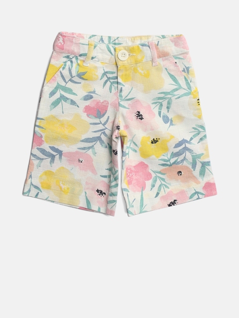 

United Colors of Benetton Girls Off-White & Pink Floral Print Regular Trousers