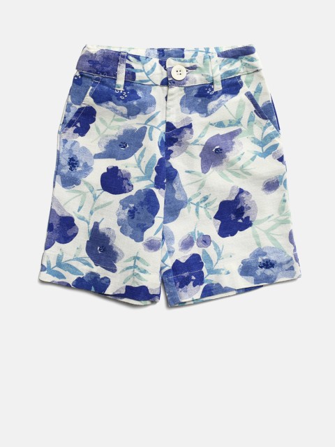 

United Colors of Benetton Girls White & Blue Floral Print Regular Trousers