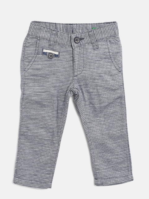 

United Colors of Benetton Boys Blue & White Striped Regular Trousers