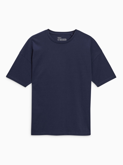 

next Men Navy Blue Striped Round Neck T-shirt