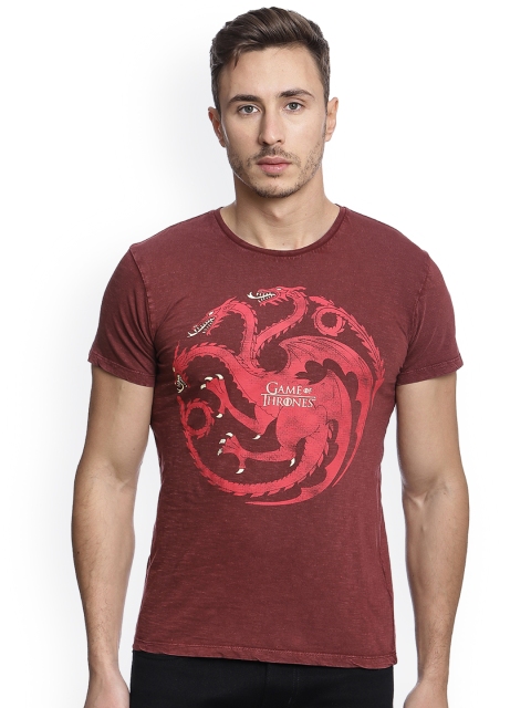

Free Authority Game Of Thrones featured Brown Tshirt for Men, Maroon