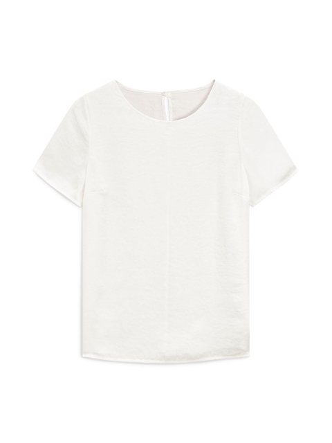 

next Women Off-White Solid Round Neck T-shirt